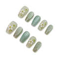 3D Handmade Gold Cat Eye Press On Nails Short Square,10pcs homemade Acylic Nails Press ons Reusable UV Gel False Nails with Fake Nails Stick on Salon Design for Women Gift (002,S)