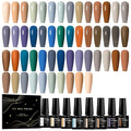 MEET ACROSS 30Pcs Nude Brown Gel Nail Polish Set Gel Polish Grey Blue Purple Roasted Chestnuts Chocolate Series Gel Nail Kit Gift for Women 26 Colors