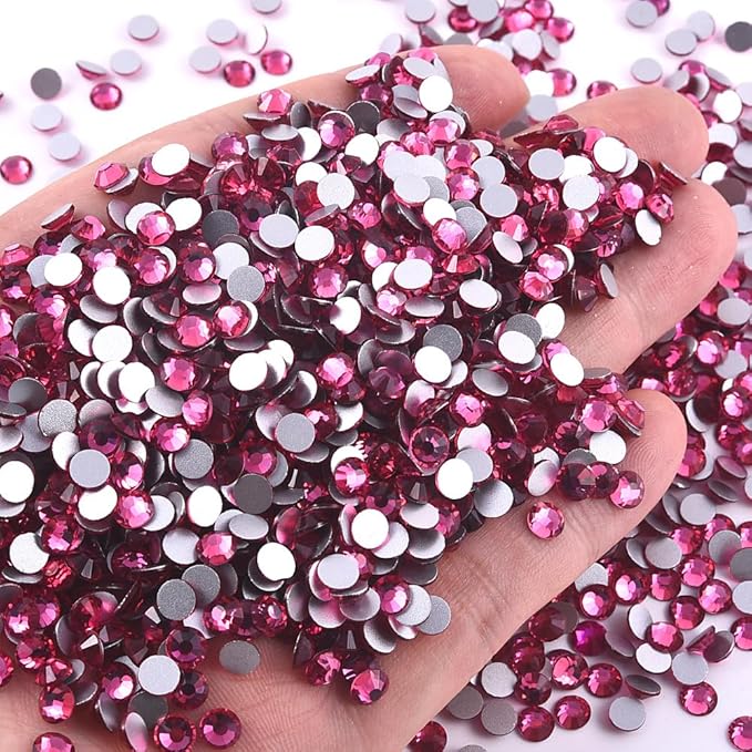 Blinginbox 1440Pieces SS6/1.9-2mm Flat Back Crystal Rhinestones Round Gems for Nail Art,Rose