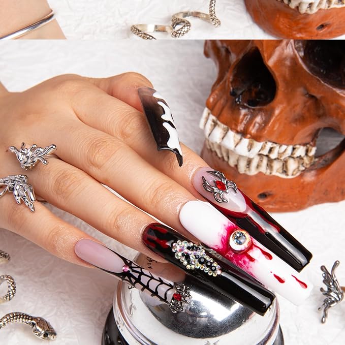 LOVFUL Press on Nails Final Destination | Handmade with Full Covered Crystals | Reusable Fake Nails | Square | H133-L, pink