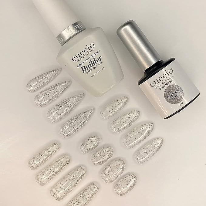 Cuccio Pro Brush-On Colour Builder Soak Off Gel - LED and UV Self-Leveling Lightweight Formula - Camouflages Re-Growth and Corrects Uneven Nail Beds - Base Coat - Diamond Dust - 0.43 oz