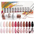 RARJSM Nail Art Gel Liner Painting Polish Set 12 Colors Autumn Winter Brown Wine Red Collection,Painted Gel Nail Polishes Soak Off Curing Requires Salon DIY Manicure NailArt Design Line Art Gelpolish