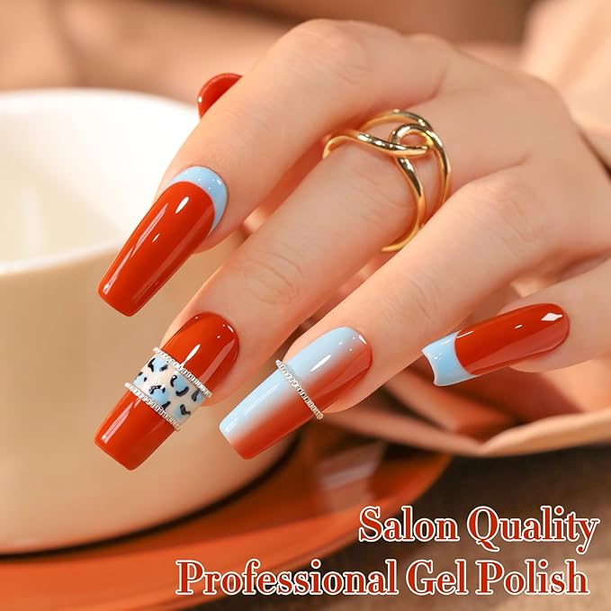 Double Rhythm 0.5 Oz Gel Nail Polish Neutral Natural Same Color Same Bottle Translucent Light Milky Pastel 15ML Manicure French Design Art DIY at Home (Pumpkin Brown-A1500)