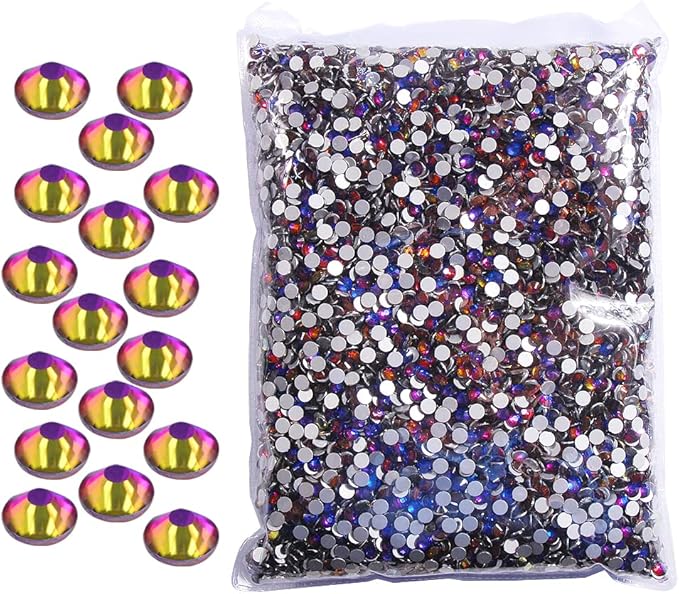 Hisenlee 14400PCS Rhinestone SS3-SS20 Crystal Gems 9 Sizes Wholesale Nail Art Rhinestone Flatback Round Glass Diamond for Crafts (SS16, Blue Flame)