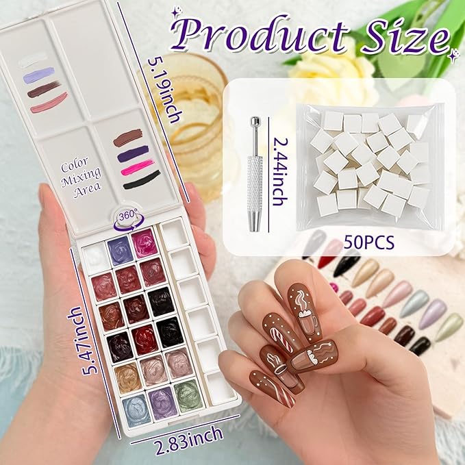 18 Colors Patting Gel Polish & Tools Kit - Pat Pat Gel Polish Palette for Ombre Nails，UV/LED Cured Gradient Blooming Manicure Kit DIY with Nail Sponges & Tools