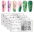 BORN PRETTY Stamping Temeplates Nail Art Stamping Plates Flower Leaves Theme Nail Image Plates Nail Manicuring DIY Printing Tools 4PCS