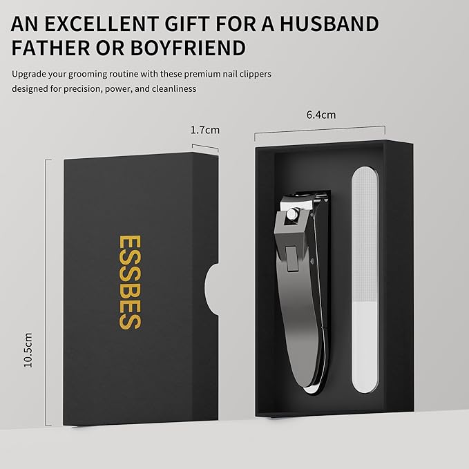Heavy Duty Nail Clippers for Men Sharp Stainless Steel Fingernail and Toenail Cutter with Nail Catcher Precision Grooming Tool for Thick Nails Gift for Dad Husband Him