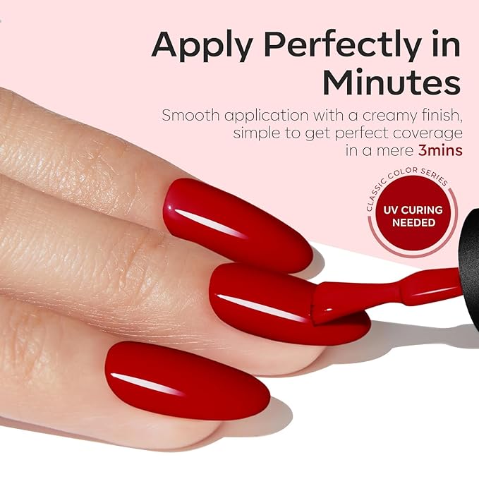 modelones Red Gel Nail Polish Ruby Red Nails Dark Red Gel Nail Polish Soak Off LED Nail Art DIY Salon Manicure 15 ML