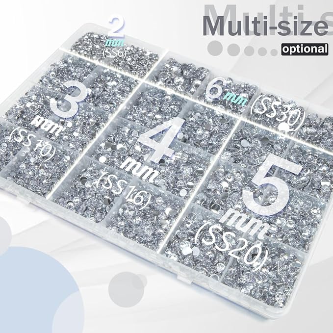 Silver Clear Resin Rhinestones w B7000 Glue for Bedazzling Crafting 2mm-6mm Crystal White Flatback Stones Diamonds Crystals Gems Bedazzler Kit for Nails Face Eyes Makeup Tumblers Crafts Shoes