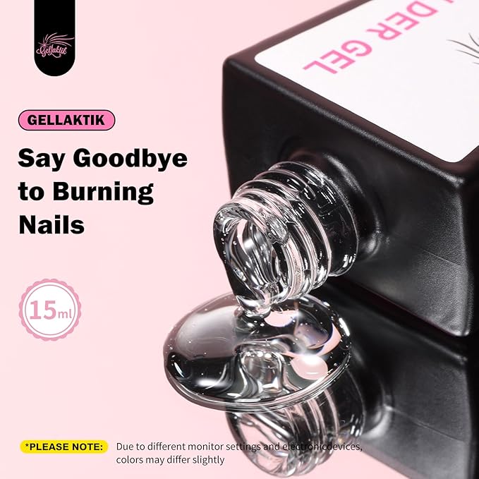 Builder Gel for Nails, 15ml 7 in 1 Builder Gel Nail Polish, LED Lamp Cured for Clear Rubber Base & Strengthener Extensions, Thickening, Repair, Salon-Quality DIY Manicure (Clear)