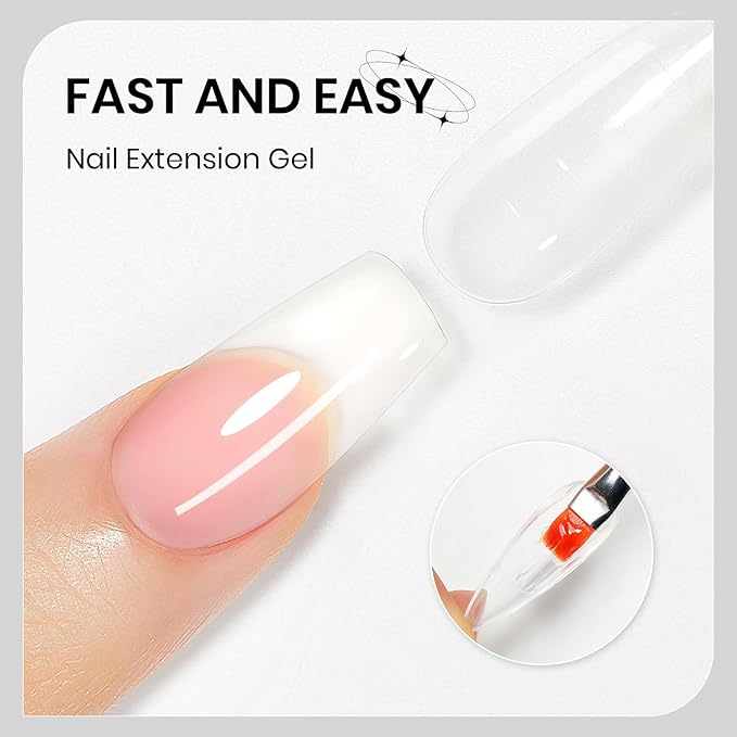 Nail Extension Gel Sticking Rhinestones and Painting with Dual Form 3D Sculpting Nail Gel for Nail Art