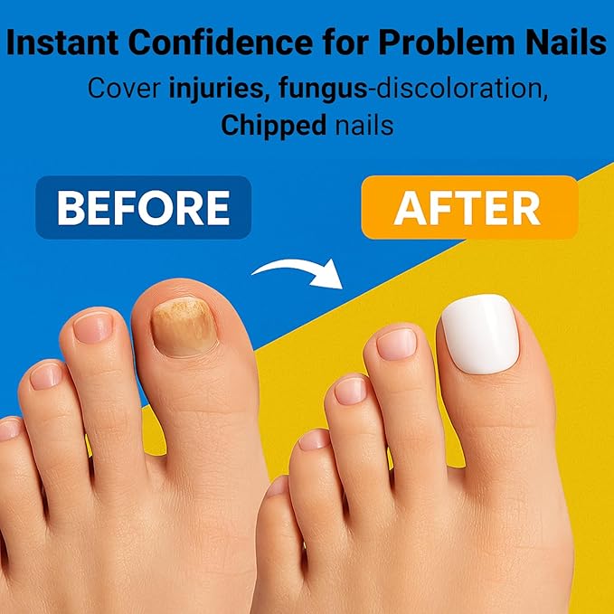 Wide Long Fake Toenails, SINOKAME Clear Press on Toenails for Women with Nail Glue Kit, Paintable Toe Nail Press Ons 240Pcs 12 Sizes Up to 10 Pedicures