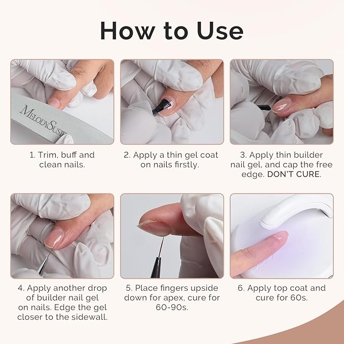 MelodySusie Hema Free Nude Builder Nail Gel for Nails Thickening, 0.5 Fl Oz, Soak Off UV Extension Gel, Nail Art Design Salon DIY Manicure at Home for Women H1407