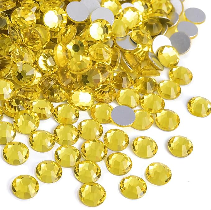 Blinginbox 288 Pieces SS30/6.4-6.6mm Flat Back Crystal Rhinestones Round Gems for Nail Art,Citrine