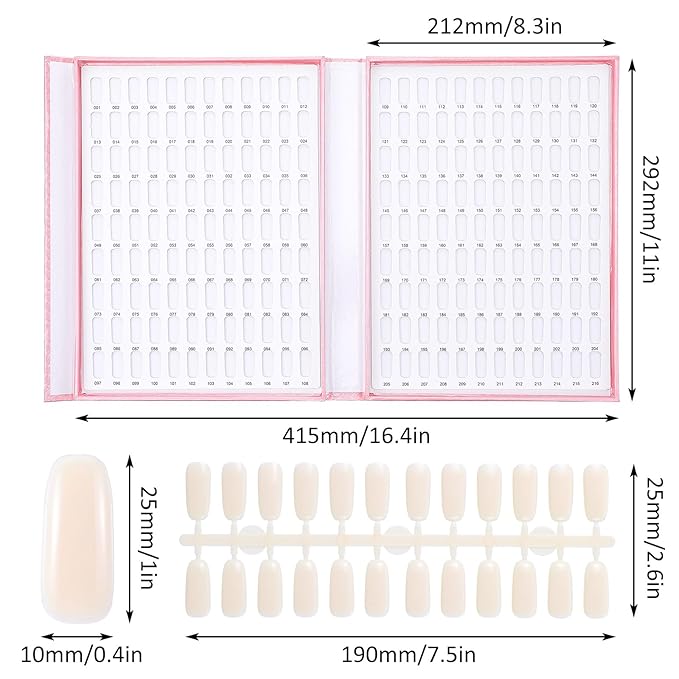 2 Pack 216 Colors Nail Display Book, Nail Gel Polish Display Chart with 480 Nail Tips, Nail Polish Sample Display Book for Nail Salon and Nail Painting Practice, No Need Glue