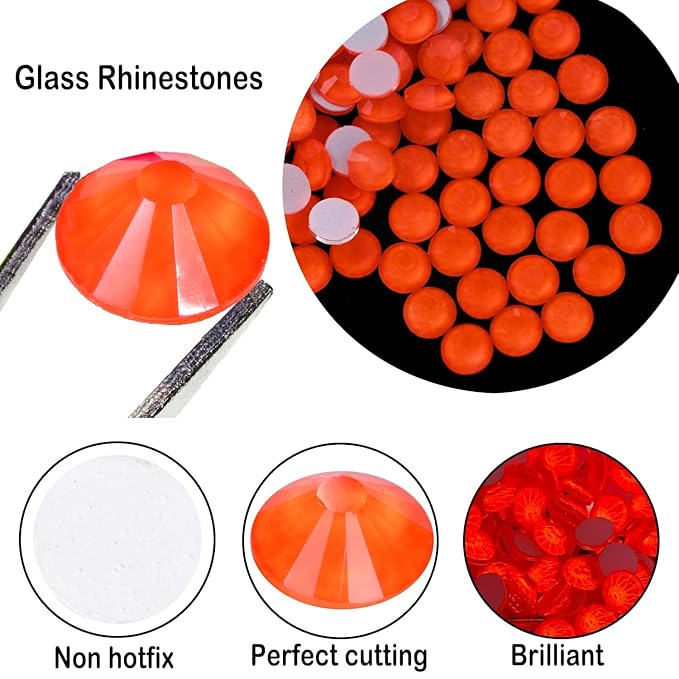 Flatback Glass Rhinestones,Bedazzler Gems 1440pcs Non Hotfix Crystal Rhinestones for Crafts Nail Charms Clothes Tumblers,Hycinth Neon,SS10