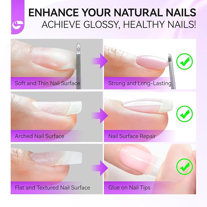 Gelike EC Pro Nail Glue & Strengthener: Nude 6-in-1 Nail Adhesive for Repair - Strengthening & Protein Repair - Perfect for Home & Salon Use 11546 - UV Needed
