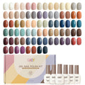 GAOY 42 Pcs Gel Nail Polish Kit, Nude Neutral Blue Burgundy Colors All Seasons Gel Nail Polish Set with Glossy & Matte Top Coat and Base Coat for Salon and DIY Manicure at Home