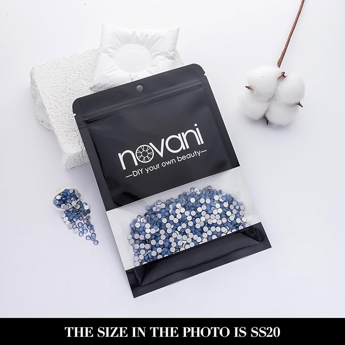 Novani 3000 Pieces Flatback Rhinestones Glass Round Gems Blue Opal Crystals for Nail Art DIY Crafts Clothes Shoes,SS10,2.7-2.9mm