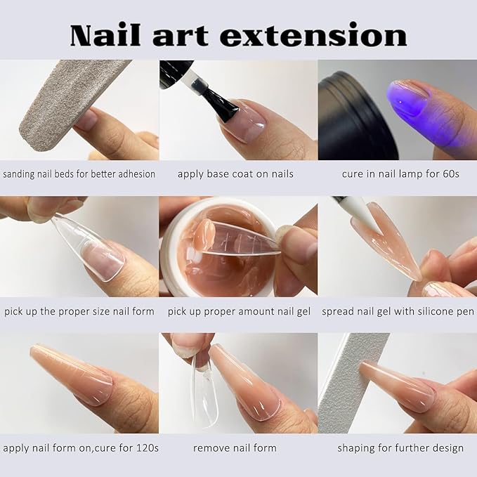 Solid Builder Gel for Nails, Pearly White & Clear Solid Builder Gel Non-Sticky Hard Gel for Nails with Silicone Carving Pen 3D Sculpting Gel Iridescent Nail Gel Manicure Salon Supplies