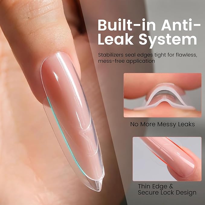 Sandwich Dual Nail Forms: 240PCS Nail Forms for Builder Gel, 15 Sizes Almond Round Shape for Women Salon Home DIY