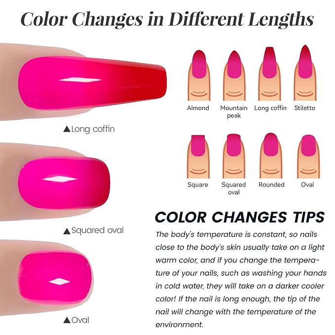 YTD Likomey Color Changing Gel Nail Polish,15ml Hot Pink To Red Mood Temperature Change Colors Ombre Thermal Salon Home Fall Winter Manicure UV Nail Varnish,WB11