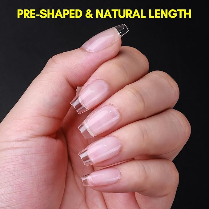 Makartt Coffin Fake Nail Tips: Medium-Short Full Cover Pre-shape Gel Nail Tips Half Matte Soft Clear Acrylic False Nails, 12 Sizes Press on Nail Extension DIY Salon Home Gifts for Women 120pcs