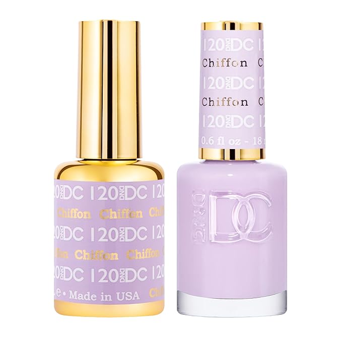 DND DC Gel Polish Set, Purple Collection, UV/LED Gel Polish and Air Dry Nail Lacquer, Matching Chip-Free Polish Duo, 120 Chiffon, 0.5 Fl Oz