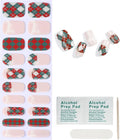 20pcs Christmas Semi Cured Gel Nail Strips - Salon-Grade DIY Wraps with Glaze Texture, Easy Application, UV Light Required for Festive Nails(Christmas Glitter Argyle Nails)