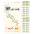 heyhae Semi Cured Gel Nail Strips | No LED Lamp Needed | Summer, Chrome, Green | Easy Apply & Remove, Salon Quality | Includes 28 Strips, 1 Prep Pads, Nail File & Wooden stick - Hey, Pistachio Crush