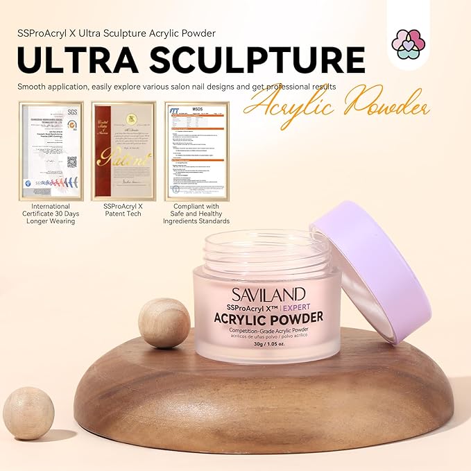 SAVILAND Nude Acrylic Powder: Smooth & Healthy Keratin Acrylic Nail Powder Ultra-High Blend Tech Professional Powder for Beginner Nail Extension & 3D Carving Home Travel