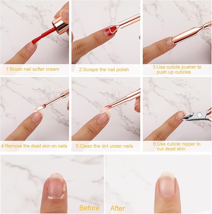 Mudder Acrylic Nail Clippers Kit False Nails Tips Cutter Professional Cuticle Trimmer Nipper Cutter Pusher Remover Stainless Steel Manicure Pedicure Art Tools Set Salon Home(Rose Gold)