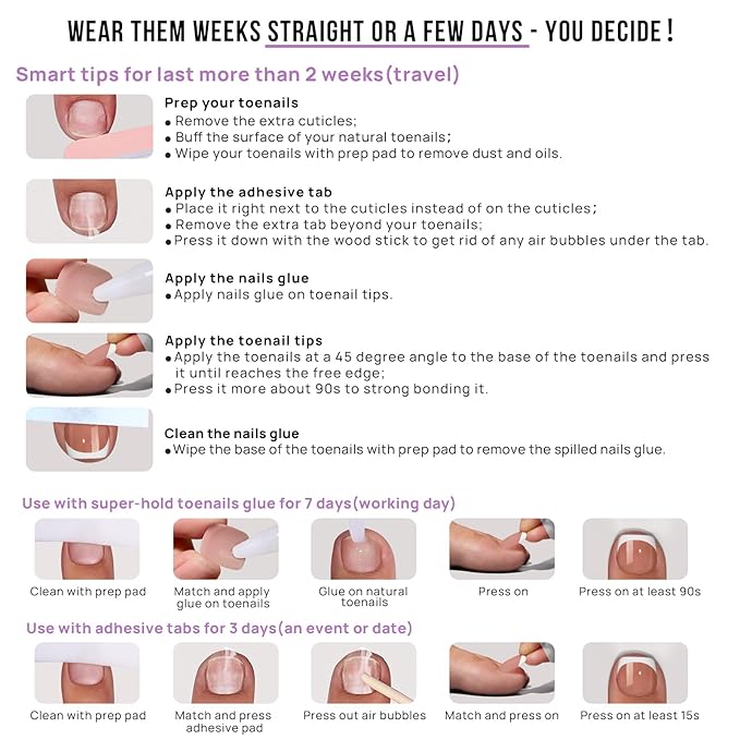 BTArtbox Press on Toenails Short, Pink Ombre Toenail Press Ons Square for Women, Light Weight & Fit Perfectly Press on Toe Nails with Glue, Fake Toenails in 16 Sizes- 32 Toenails Kit, Baby Boomer Pink