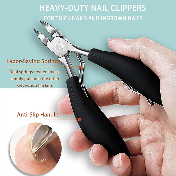 Toenail Clippers for Seniors Thick Toenails Angled Head Large Toe Nail Clippers Heavy Duty Ingrown Toenail Clippers with Wide Jaw Slanted Nail Trimmer Cutter