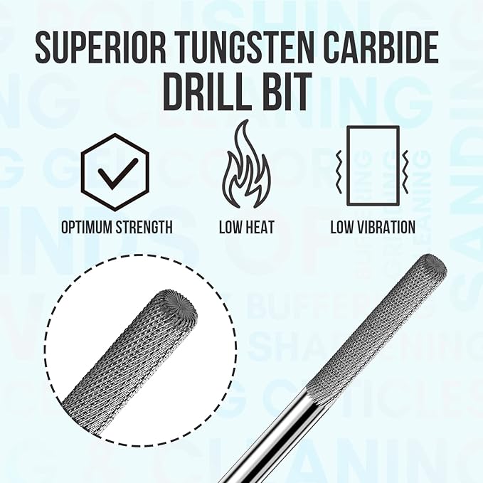 Makartt Cuticle Nail Drill Bit with Nail Rhinestone Glue for Nails Bundle, Safety Tungsten Carbide Cuticle Remover Drill Bit, Super Strong Gel Nail Glue for Rhinestones for Nails