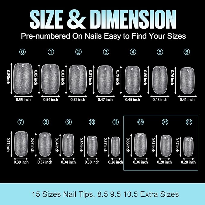 TOMICCA Short Oval Gel Tips, Oval Gel Nail Tips, No File Full Cover Press On Nails, Double Sided Matte Nail Tips, 360Pcs 15 Sizes Professional Nail Salon Manicure at Home for Girls and Women