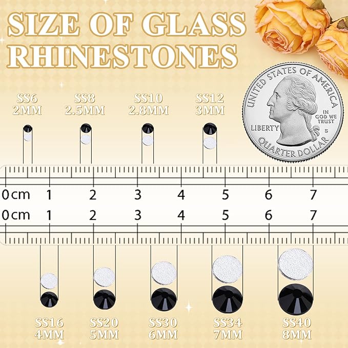 5000PCS SS10/2.8mm Crystal Rhinestones (Jet Black) with 2Pcs 10ml B7000 Jewelry Glue, Bedazzling Flatback Glass Rhinestones for Crafting, Gems Diomand Charms for Tumbler Shoes Clothing Mugs Nail Art