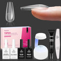 Beetles Tipex Pre-Building Instant Apex Nail Tips Kit – Coffin Medium, 224PCS in 16 Sizes | Pre-Etched, Thick Full Cover Acrylic Tips with Nail Glue, Dehydrator, Primer, Base & Top Coat, Mini UV Lamp