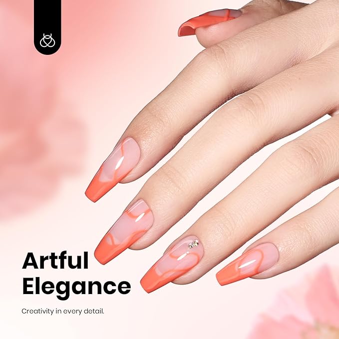 Beetles Coral Orange Gel Polish - 8ML Hema Free Neon Light Orange Peach Coral Gel Polish Passionate Fireworks Soak Off UV Colorful Bottle Nail Art Manicure Spring Easter