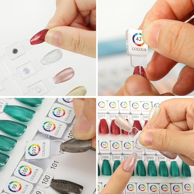 Magnetic Nail Swatch Book,120 Nail Color Display Book with 120 Magnetic Tips,Professional Nail Salon Color Display Book for Easy Preview & Storage