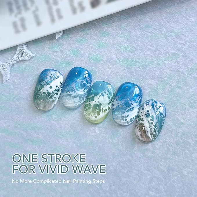 GAOY 16ml White Blooming Wave Nail Gel, Effortless Spreading Effect for Realistic Ocean Wave Design, Use with Gel Polish for Nail Art DIY