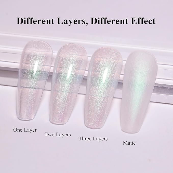 Imtiti Pearl Gel Nail Polish, 0.5 Fl Oz Green Transparent Shell Shimmer Nail Gel Polish Mermaid Nail Drawing Gel Polish Iridescent Pearlescent Spring Summer Nail Polish Soak Off Led UV