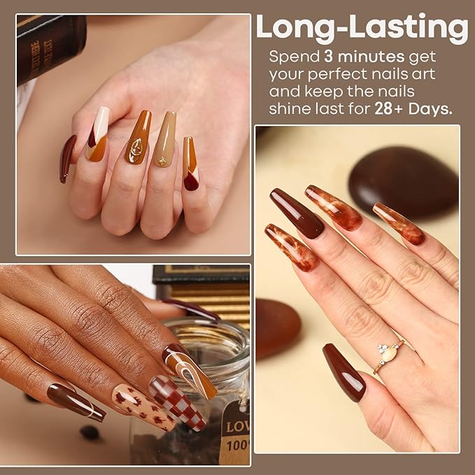 modelones Gel Nail Polish Set - 6 Colors Winter Fall Skin Tone Nude Gel Polish Brown Beige Khaki Nail Gel Polish Set Neutral All Skin Tones Soak Off French Nail Art Manicure DIY Home Salon Gift