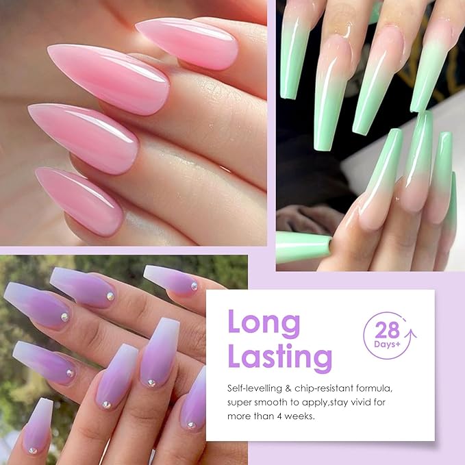 MTSSII Jelly Gel Nail Polish Set Nude Gel Polish 18 Colors Crystal Gel Polish Kit Transparent Pink Lavender Purple Blue Jelly Nail Polish Set Nail Art Gel DIY Gift