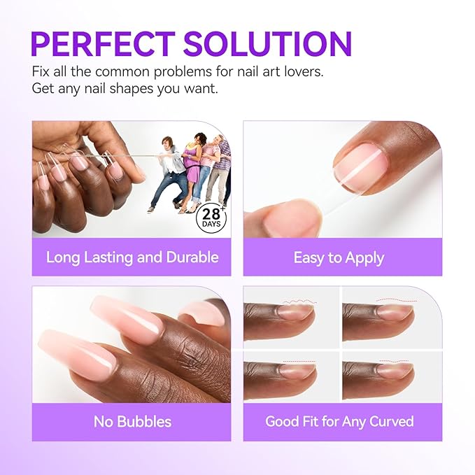 Gelike EC Gel Nail Glue UV Light: Nude 6 in 1 Adhesive Gel Nail Polish, Strong Nail Glue for Press On Nails Nails Acrylic Tips, Long Last - Nail Art Gift for Home Salon Beginner DIY