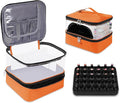 Clear Nail Polish Organizer, Double-Layer Nail Polish Bag Organizer Case Holds 30 Bottles and Nail Dryer, Nail Organizers and Storage for Manicure Tools-Orange