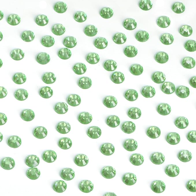 Bymitel Hotfix Crystal Rhinestones Round Gems Iron on DIY Jewelry Making Flat Back for Crafts,Peridot, 1.3mm(SS3/2880pcs)