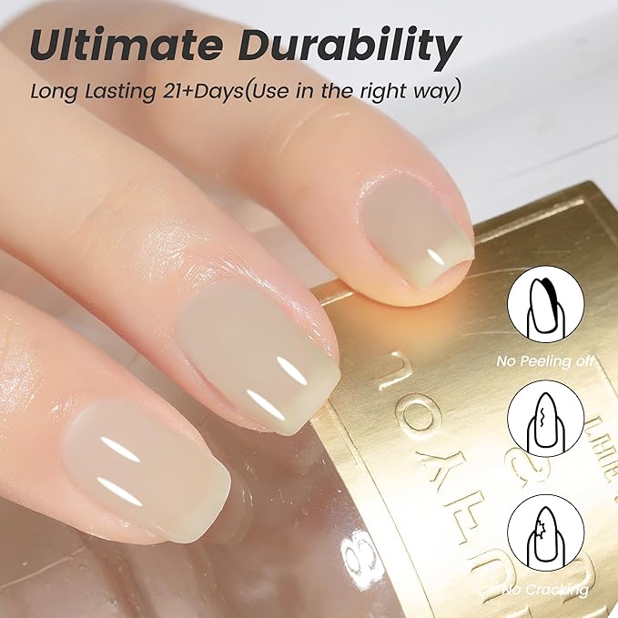 YTD Likomey Nude Gel Nail Polish,15ml Sheer Light Green Translucent Neutral Jelly Salon Home DIY Nails Art Manicure UV Nail Gel Varnish,LS448
