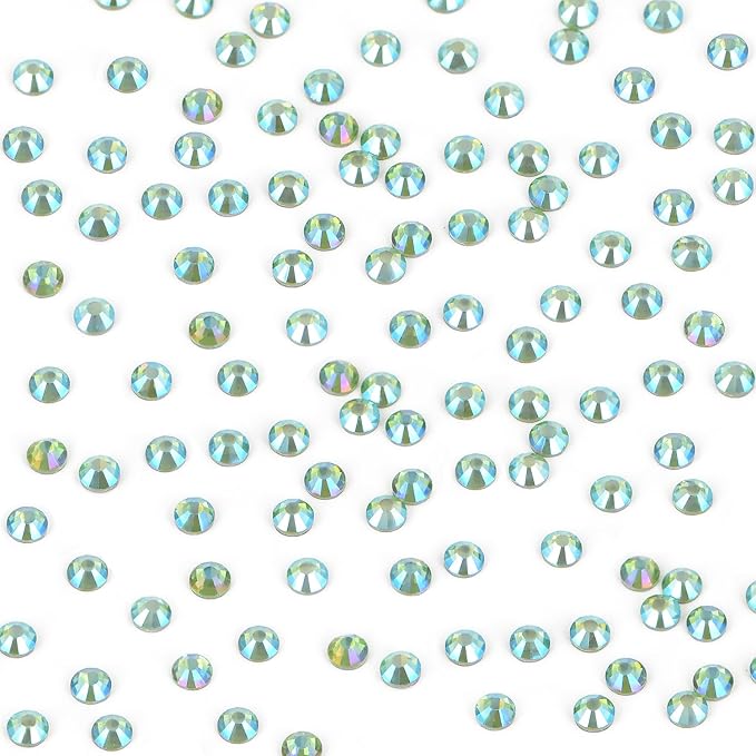 Bymitel Hotfix Crystal Rhinestones Round Gems Iron on DIY Jewelry Making Flat Back for Crafts,Peridot AB, 2.4mm(SS8/2880pcs)