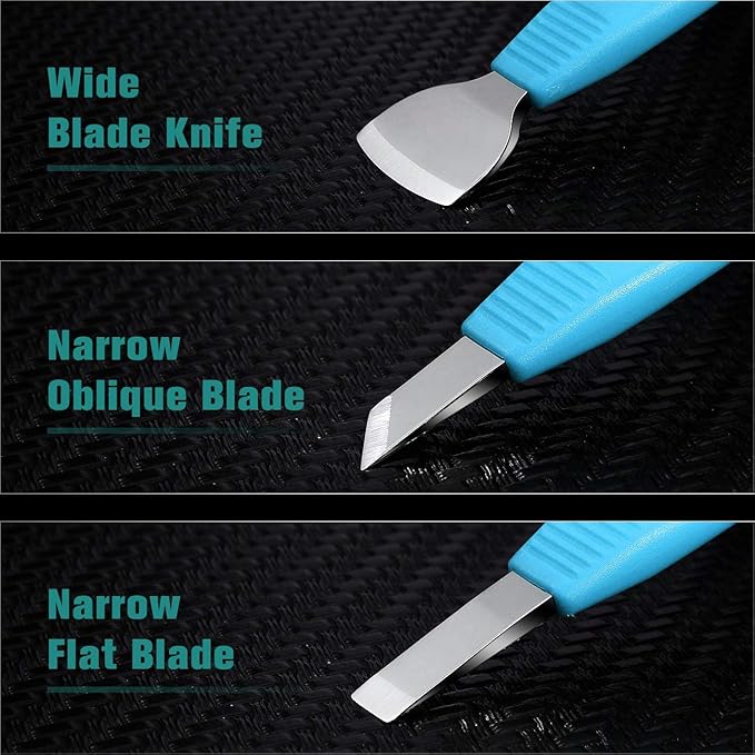 BEZOX Ingrown Toenail Removal Blades and Foot Callus Knife - 3 Different Blades Pedicure Knives with Toenail Lifter and Thick Nail File - Blue